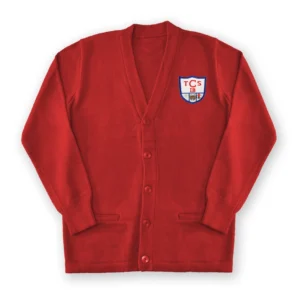 school cardigan sweater with logo